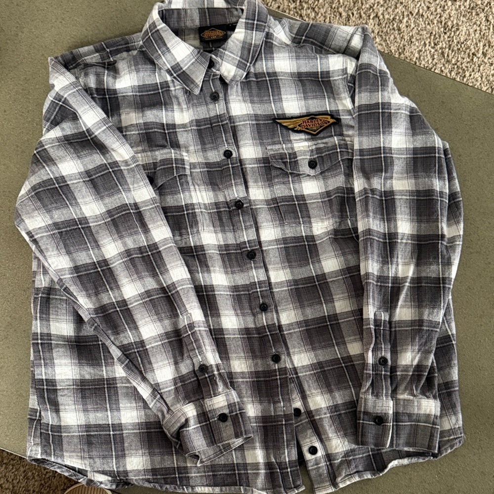 Harley-Davidson Black and White Checkered Shirt